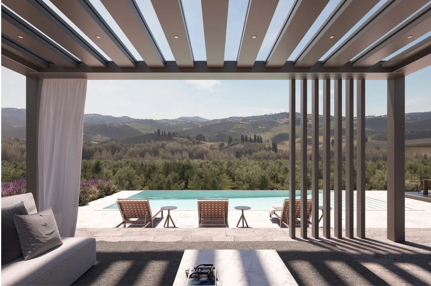 Terrasse und Living